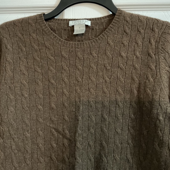 Tweeds 100% Cashmere Cableknit Sweater, Rich Chocolate Brown, Small - Picture 3 of 4